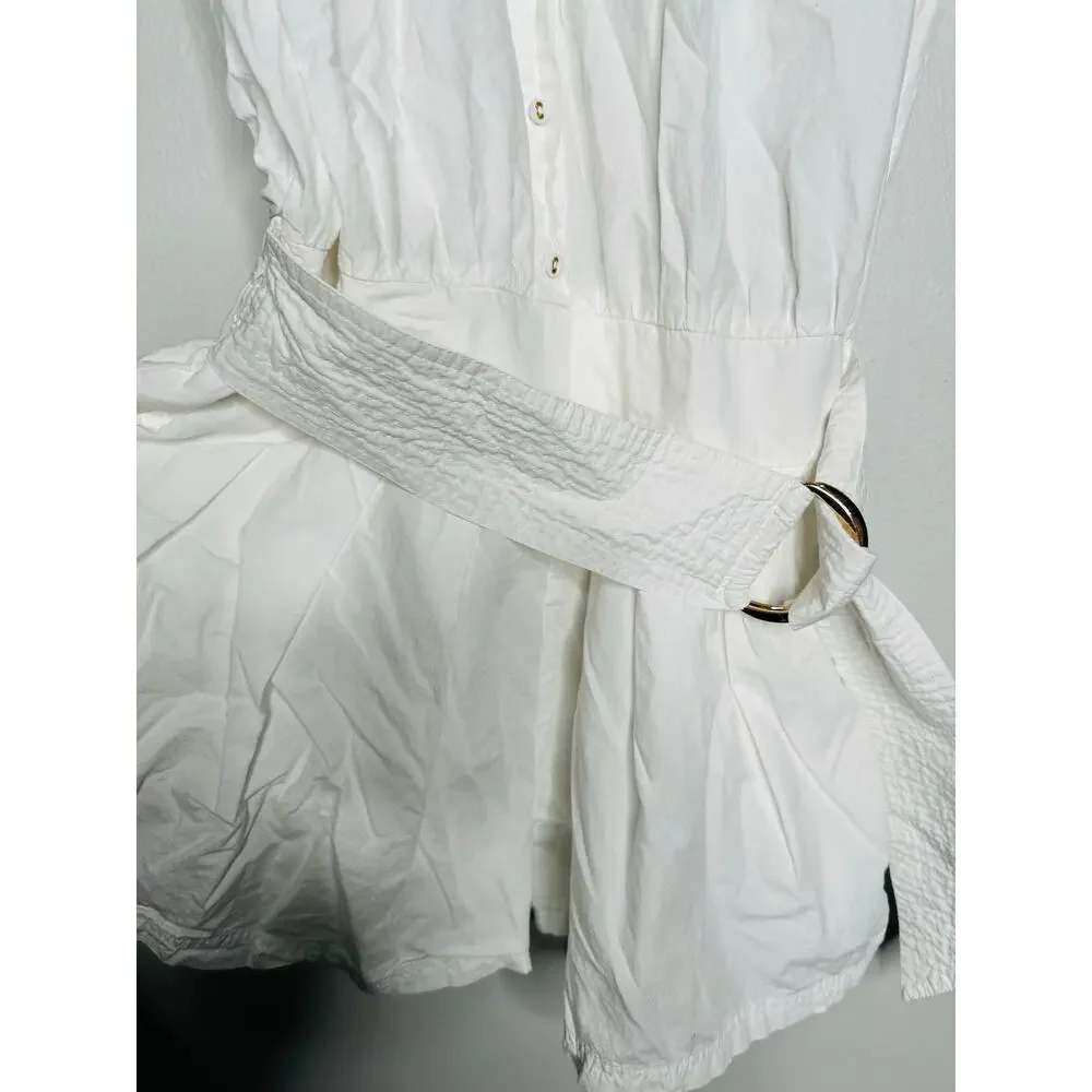 RAMY BROOK White 100% Cotton Collared Sleeveless Nyomi Romper Size XS